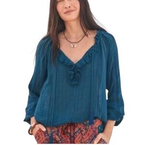Sundance Ruffled Cotton Blend Blouse